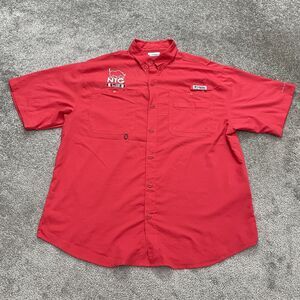 Columbia PFG Omni Shade Tamiami Shirt Mens Large Red Short Sleeve Button Down